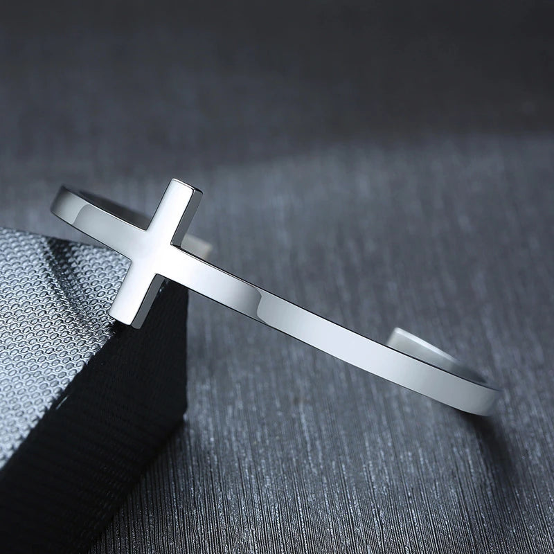 silver gold black metal cross bracelet