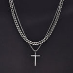 Stacked Cross Necklace for Men Waterproof Stainless Steel Pendant Necklaces, Trendy Prayer Necklace Sets - Vignette | My cross ring 💍